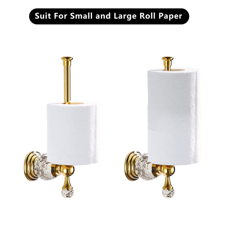 BATHSIR Crystal Toilet Paper Holder, Gold Toilet Roll Holder Modern Bathroom Accessories Zinc Alloy Tissue Hanger Wall Mounted - Image 4